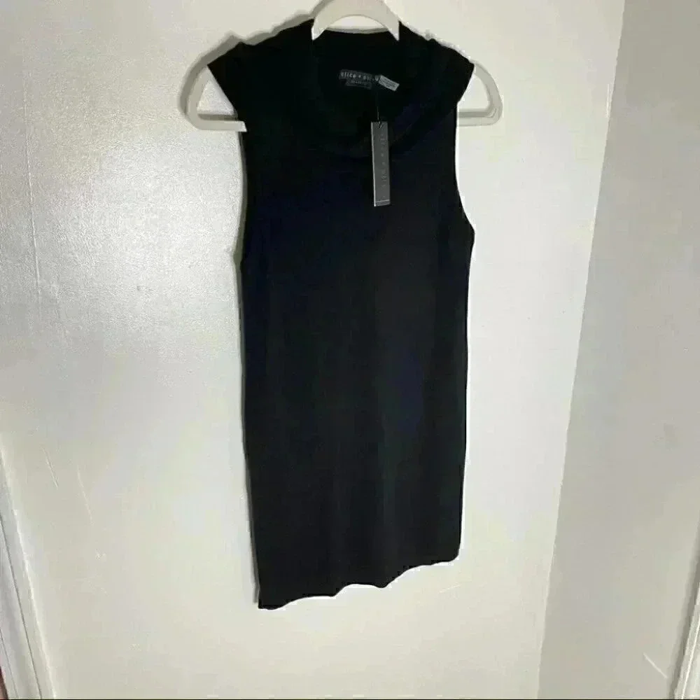 NWT Alice + Olivia Sharron Cowl Tunic Sweater Black